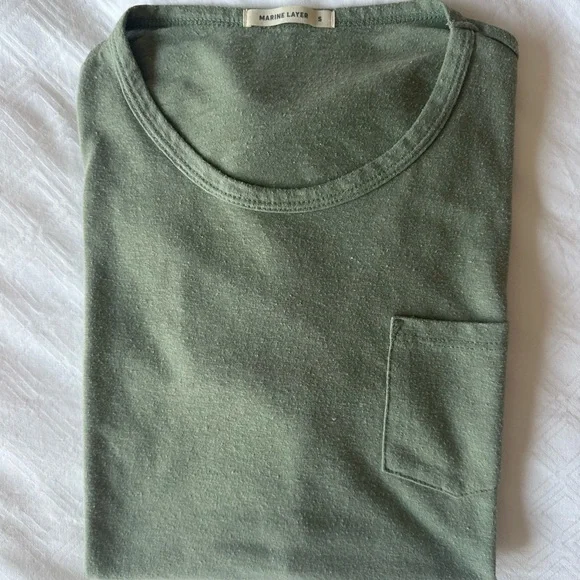 Marine Layer Men’s Scoop Neck Tee - Olive Green - Picture 2 of 4